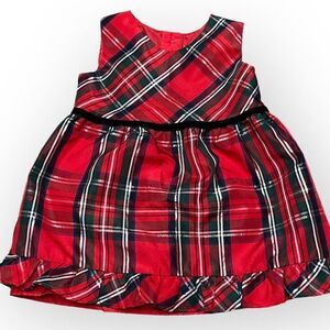 Wonder Nation Baby Girls Red A-Line Dress 12 Months Plaid Tulle Holiday Ruffle